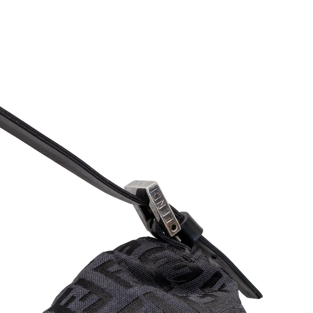 Fendi Mamma Baguette Black Zucca Canvas Shoulder Bag Double Flap FF Logo Vintage - Picture 10 of 13